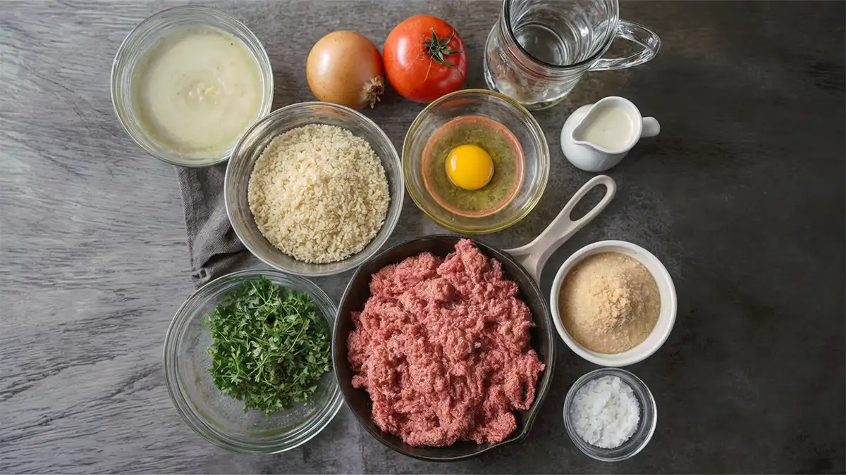 Ingredients for Porcupine Meatballs with Mushroom Soup