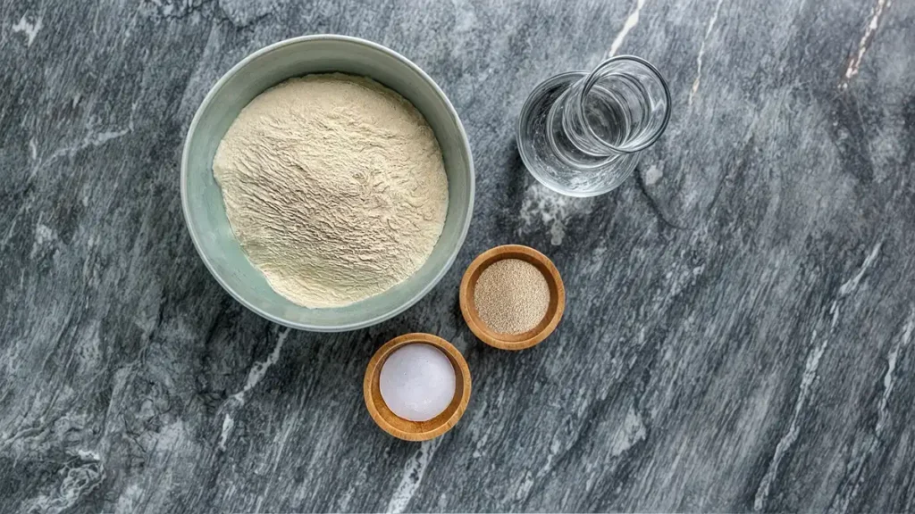 Gathering Ingredients and Equipment for Sourdough Bread Recipe Without Starter