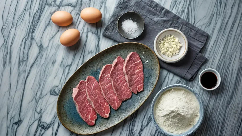 Gathering Ingredients for Meat Jun Recipe